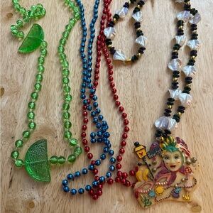 Colorful Beaded Necklace Set with Lime and Artistic Pendant